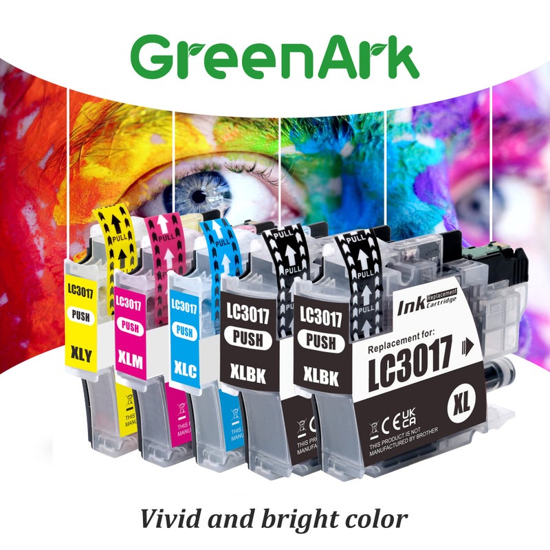 GREENARK Compatible Ink Cartridges Replacement for Brother LC3017XL LC-3017XL (BK/C/M/Y) High Yield Color Ink 5-Pack Work with Brother MFC-J6930DW MFC-J5330DW MFC-J6530DW MFC-J6730DW Printers - Image 4